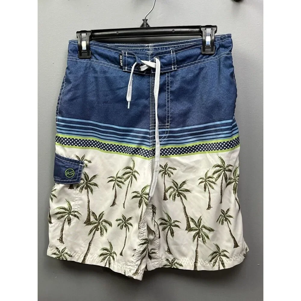 RS Surf Co. Board Shorts Mens Small Swim Wear Trunks Palm Trees‎